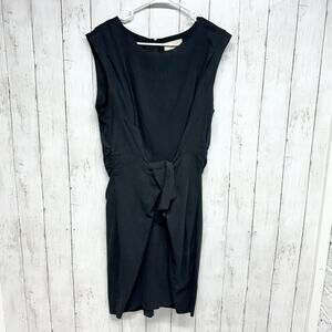 Anthropologie Moulinette Soeurs Size 4 Silk Blend Black Cocktail Dress Front Tie